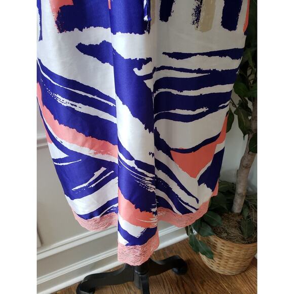 Grass Collection Shift Dress Womens Large Blue White Kimono Sleeve V Neck - Picture 10 of 13